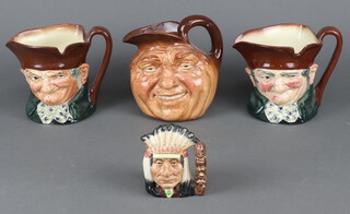 Four Royal Doulton character jugs - John Barleycorn Auld Lad 18cm, Auld Charlie (x2) and North American Indian 