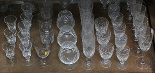 Six cut glass champagne flutes, 8 ditto sherry glasses, 8 liqueur glasses and other minor glassware 