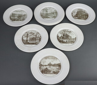 A set of 8 Wedgwood creamware plates decorated with Piranesi plates, views of Italy and Italian buildings 26cm diam. 