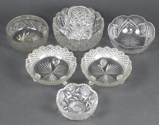 Six cut glass bowls etc