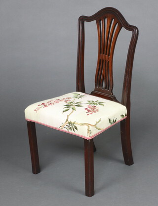 A child's Edwardian Hepplewhite style camel back chair with pierced vase shaped slat back 70cm h x 37cm w x 38cm d (seat 18cm x 23cm) 