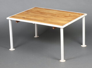 A rectangular white painted pine and tubular metal table 47cm h x 87cm l x 66cm d 