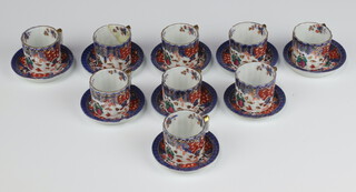 Nine Chinese miniature porcelain coffee cans and saucers with figural decoration, the bases with 6 character mark (all a/f) together with a collection of crested china