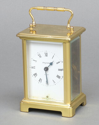 A Bayard brass cased 8 day carriage timepiece 13cm 