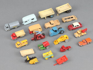 A Lesney Marshall horse box and minor toy cars, all play worn 