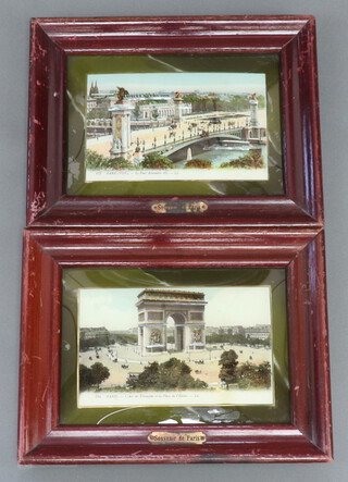 Two Edwardian framed postcards of Paris scenes  