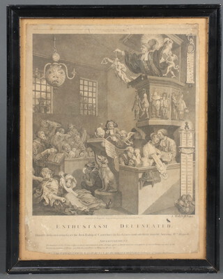 William Hogarth, engraving "Enthusiasm Delineated" 47cm x 36cm 