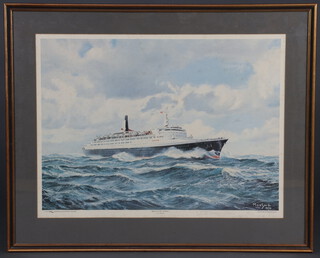 D Monsma 1976, print, "Queen of The Atlantic" 49cm x 64cm, John A Speer print "HMS Nile subsequently HMS Conway" 44cm x 66cm 