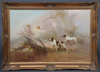 Kinsman, oil on canvas, hunting dogs and birds, 60cm x 90cm 