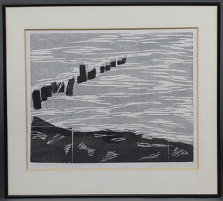 Theresa Harper 1987 print, beach study, signed in pencil 43cm x 53cm 