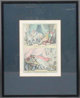 Rowlandson, 4 prints framed as 2, amusing spoons, restrikes, 33cm x 24cm  