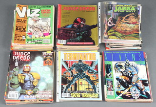 A large collection of late 1990's and 2000's Movie Time comics including Aliens, Terminator and Star Wars, Judge Dread, Viz and other comics