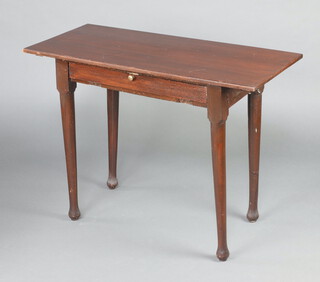 A 19th Century rectangular mahogany side table fitted a drawer with fall front raised on club supports 73cm h x 99cm w x 45cm d 