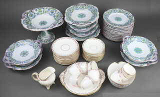 A Victorian hardstone dessert service comprising 16 plates, 1 tazza, 8 dishes together with a Victorian part tea set 