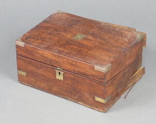 A Victorian walnut and brass banded writing slope with hinged lid 14cm h x 30cm w x 22cm d 