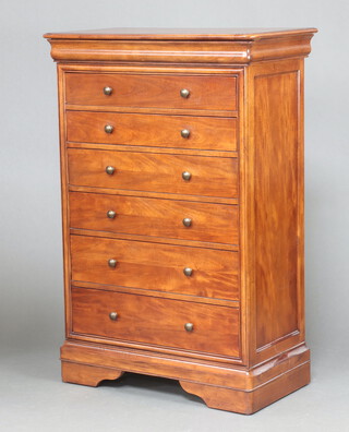 Willis and Gambier, a Continental style mahogany chest of 6 drawers with secret drawer to the top, raised on bracket feet 133cm h x  90cm w x 49cm d 