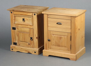 A pine bedside cabinet  66cm h x 53cm w x 37cm d together with 1 other 67cm x 52cm x 39cm (ring mark to top) 