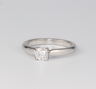 An 18ct white gold single stone diamond ring, approx. 0.4ct, 3.6 grams, size L 
