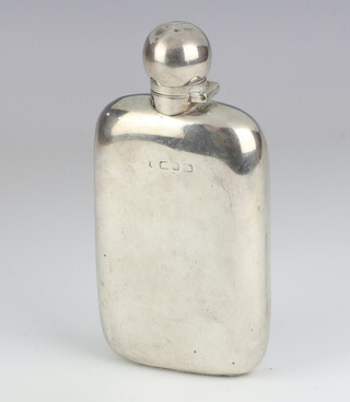 An Edwardian style silver hip flask, rubbed marks, 17cm, 239 grams