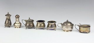 A silver condiment Birmingham 1929 and 6 others, 245 grams 