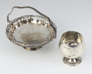 A silver cup Birmingham 1973 8cm, 95 grams together with a silver plated basket 