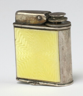 A lady's Art Deco silver and yellow guilloche enamel Ronson Perfu-Mist London 1929, 4.5cm  