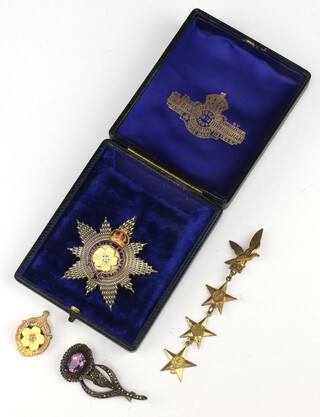 An Honourable of The Grand Star Primrose League neck badge, 1 other and 2 brooches