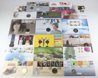 Sixteen Elizabeth II proof coin first day cover sets 