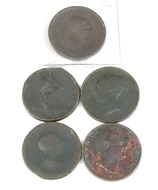 A George III penny 1806 and four others