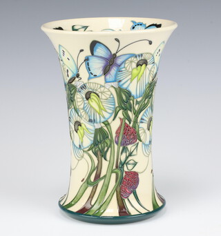 A contemporary Moorcroft Butterfly Collection decorated vase, designed by Emma Bossons, impressed marks, inscribed Trial 18.01.10, monogrammed VF, 21cm 