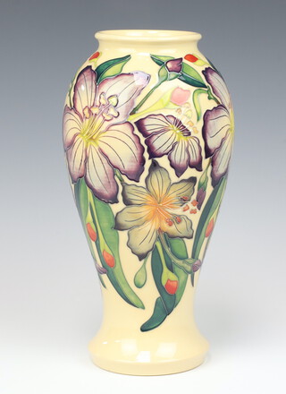 A Moorcroft Forever Climbing pattern cream ground vase, designed by Alicia Amison, impressed marks, dated 2014, signed, 32cm 