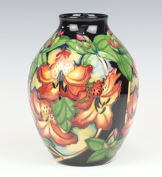 A Moorcroft Amberslade pattern vase, designed by Rachel Bishop, impressed marks dated 2002, monogrammed AE, a second, 21cm