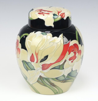 A Moorcroft Cream Magnolia pattern ginger jar and cover, designed by Emma Bossons, impressed marks, dated 2008, signed E Busson no.36/100, 20cm  