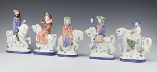 Five Rye Pottery Canterbury Tales figures - The Wife of Bath 19cm, The Haberdasher's Wife 23cm, The Knight 26cm, The Guildsman Wife 21cm and The Guildsman 21cm 