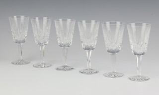 Six Waterford Crystal Tramore pattern small wine glasses 