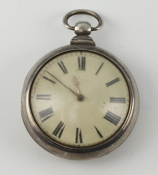 A George IV silver pair cased mechanical pocket watch, the case hallmarked London 1829, the movement numbered 761 
