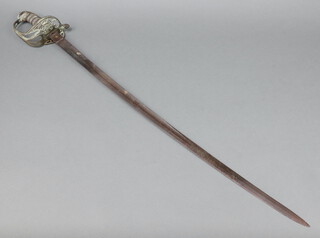 A Victorian Infantry Officer's sword with pierced gilt hilt, blade etched Royal Cypher and marked 1134