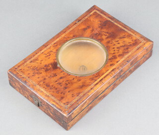 J Medland 109 Borough High Street London, an inlaid figured walnut folding stereoscope viewer 4cm x 21cm x 13cm 