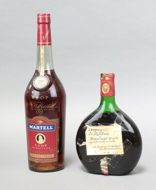 A 1 litre bottle of Martell VSOP Medaillon brandy, together with a bottle of Armagnac de Malliac Horsdage  