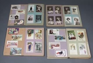 Four albums of 19th/20th Century coloured postcards of Beauties, approx. 672 