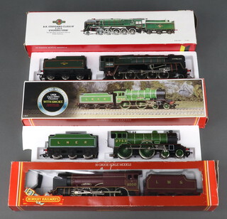 A Hornby Dublo R.65 British Railways Evening Star boxed, ditto R.378 LNER locomotive and tender Cheshire and a Wrenn LMS locomotive and tender Royal Scott in a Hornby box (smoke deflector f) 