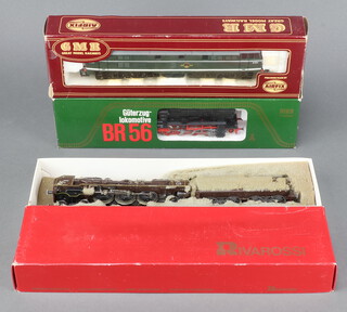 An Airfix GNR OO Scale British Railways double headed diesel locomotive, a Guterzug BR56 locomotive, a Rivarossi 1337 locomotive and tender boxed (foam roll to the interior has perished) 