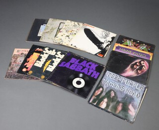 A collection of 1970's rock LP's vinyl albums to include Black Sabbath - Black Sabbath, Sabbath Bloody Sabbath, Black Sabbath Volume 4 (x2) and Master of Reality together with Led Zeppelin I, III and IV and The Song Remains The Same and Hawkwind - Hawkwind and In Search of Space, Deep Purple - Machine Head and  Fire Ball 