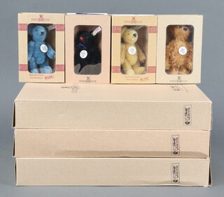 Three miniature Steiff Collector's Club bears 1997, 1998 and 2000, 8cm boxed, together with a 2002 bear boxed,  (1998, 2000 and 2002 with certificates)  