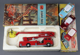 A Corgi Major no.1127 Simon Snorkel boxed (cut to side of the box), a Corgi 1965 Monte-Carlo gift set no.38 (flap to box missing, inset has been sellotaped in place and sellotape to the edge of the box) 