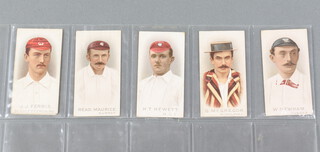 Wills cigarette cards, Cricketers circa 1896 W.7, six cards including J J Ferris (and duplicate) Morris Reid, H T Hewett, G McGregor and W Newham  