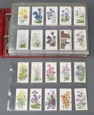 Wills cigarette cards, a collection of complete sets in a Glen folder -  Series of 50 Alpine Flowers, First Aid, Historic Events, The Coronation Series, British Birds, Old English Gardens, Aviation, Garden Life, A Series of Fifty Roses, A Second Series of Fifty Roses, Overseas Dominions 