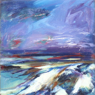 Clare Blois, (British b.1953), acrylic on canvas, abstract landscape, monogrammed, inscribed on reverse "First Light"  30cm x 39cm 