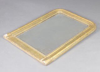 A 19th Century French bevelled plate over mantel mirror contained in a decorative gilt studded frame 109cm x 79cm 