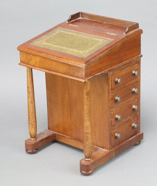 A 20th Century, Victorian style, mahogany apprentice Davenport desk with 3/4 gallery fitted 4 short drawers 30cm h x 20cm w x 21cm d, interior labelled Norman White C1971